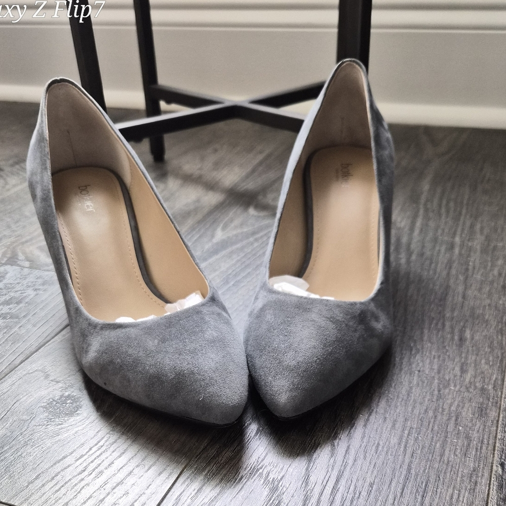 ​Botkier New York Grey Suede Pointed Toe Stella Block Heel Pumps 7.5